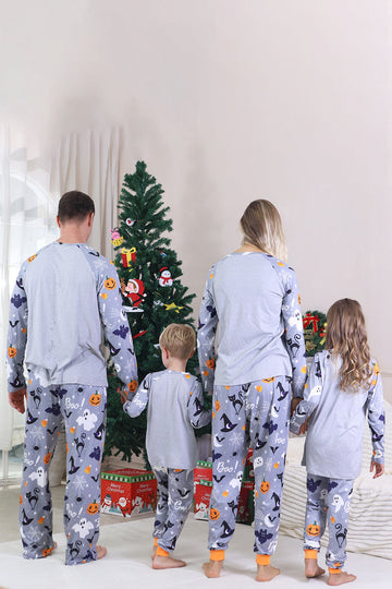 Grey Printed Long Sleeve Family Halloween Pajamas